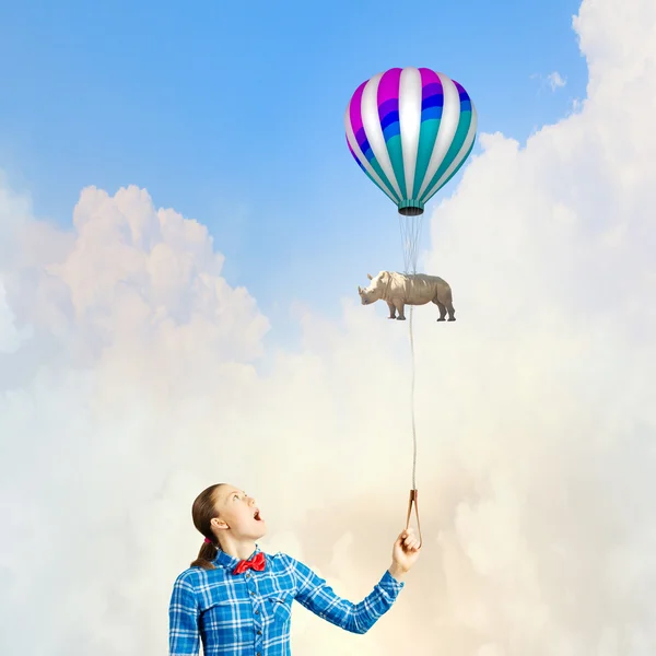 Woman with balloon — Stock Photo, Image