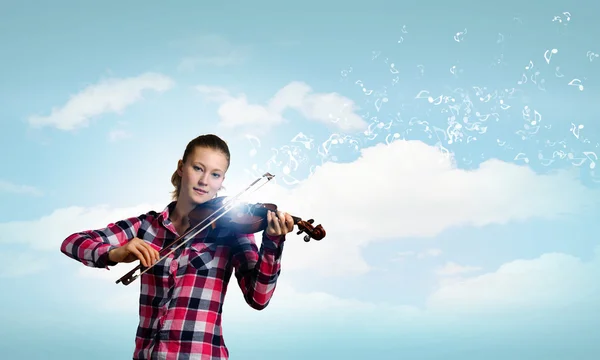 Menina com violino — Fotografia de Stock