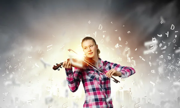 Girl with violin — Stock Photo, Image