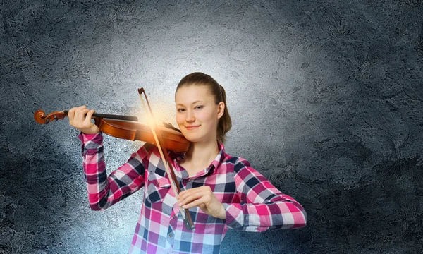 Girl with violin — Stock Photo, Image