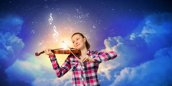 Girl with violin — Stock Photo, Image