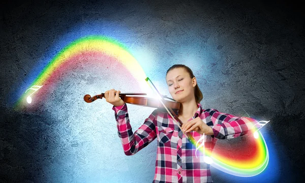 Girl with violin — Stock Photo, Image