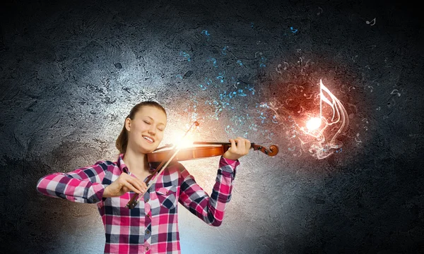 Girl with violin — Stock Photo, Image