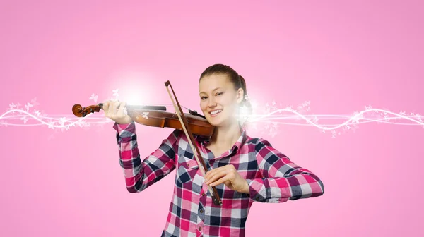 Girl with violin — Stock Photo, Image