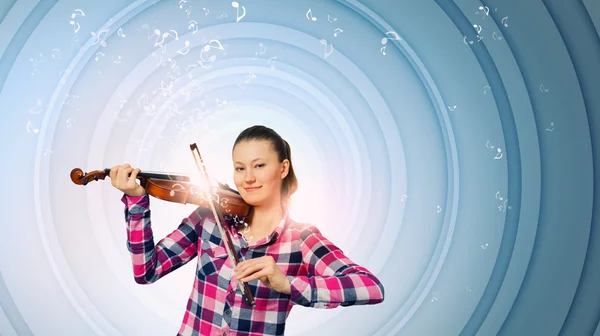 Menina com violino — Fotografia de Stock