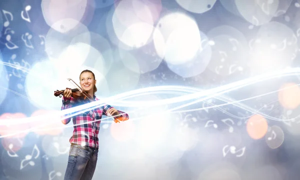 Girl with violin — Stock Photo, Image