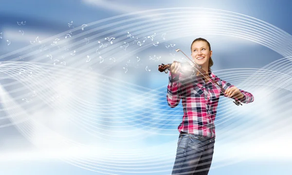 Girl with violin — Stock Photo, Image