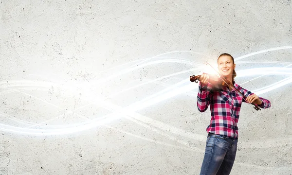 Girl with violin — Stock Photo, Image