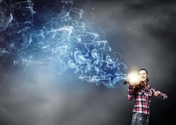 Girl with violin — Stock Photo, Image