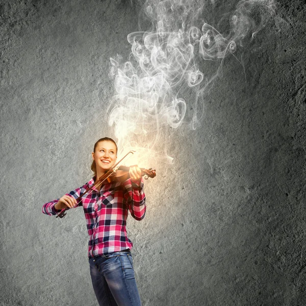 Girl with violin — Stock Photo, Image