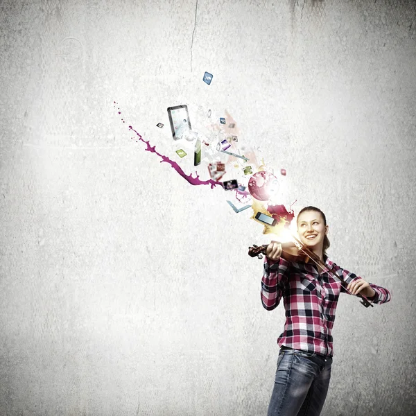 Ragazza con violino — Foto Stock