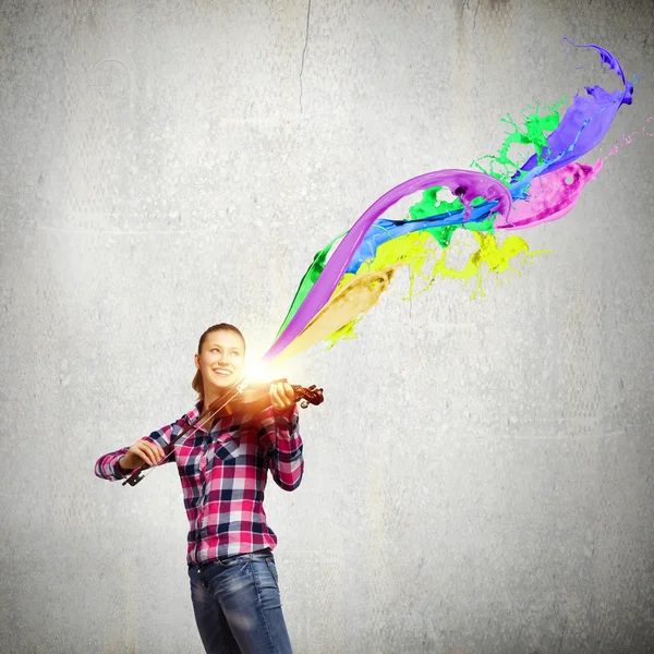 Girl with violin — Stock Photo, Image