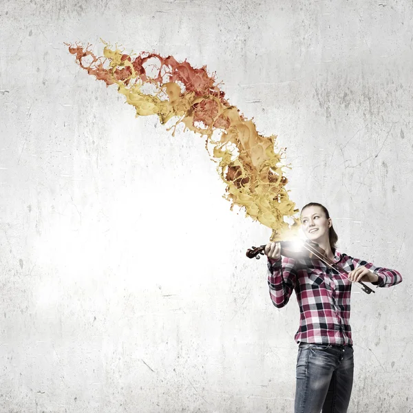 Ragazza con violino — Foto Stock