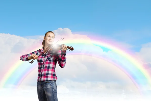 Girl with violin — Stock Photo, Image