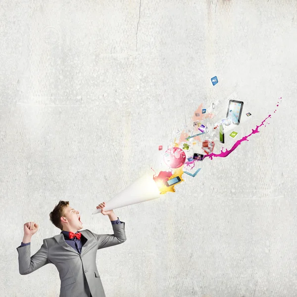 Man with trumpet — Stock Photo, Image