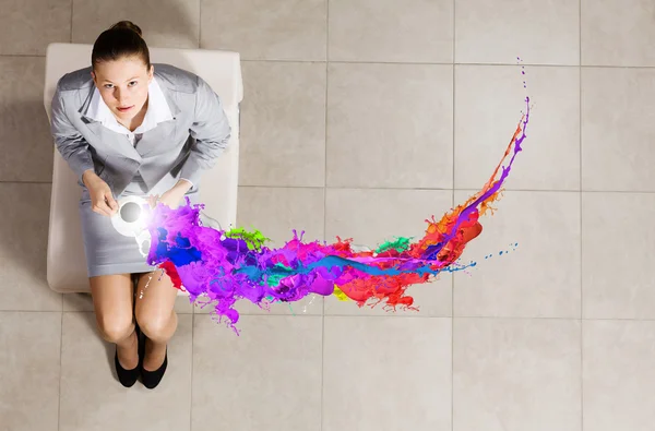 Businesswoman on chair — Stock Photo, Image