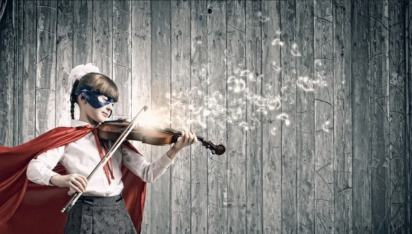 Superkid spelen viool — Stockfoto