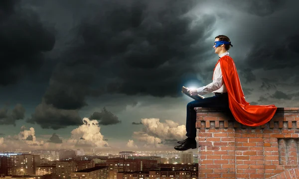 Superman con libro — Foto Stock