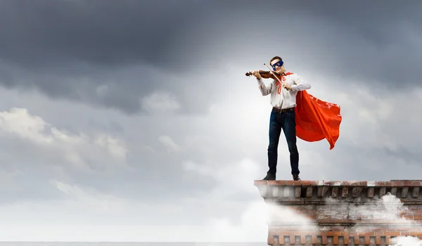 Superman with violin — Stock Photo, Image