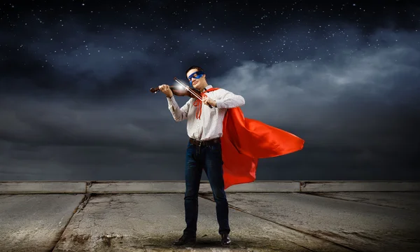 Superman con violín — Foto de Stock