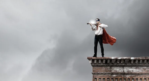 Superman con violino — Foto Stock