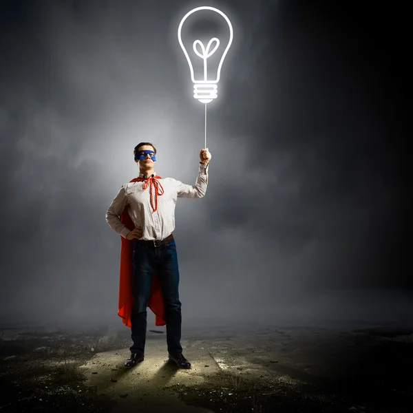 Superman with balloon — Stock Photo, Image