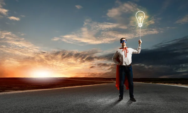 Superman with balloon — Stock Photo, Image