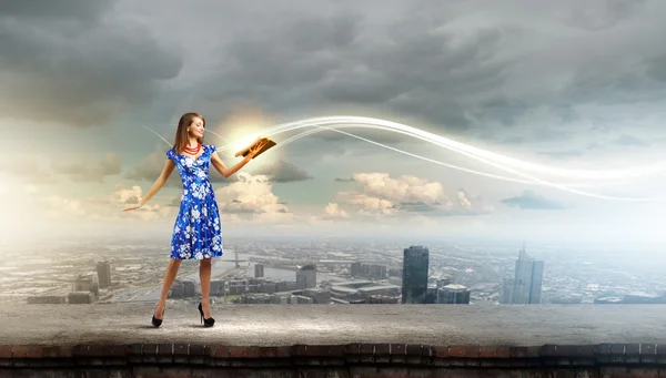 Woman with book — Stock Photo, Image