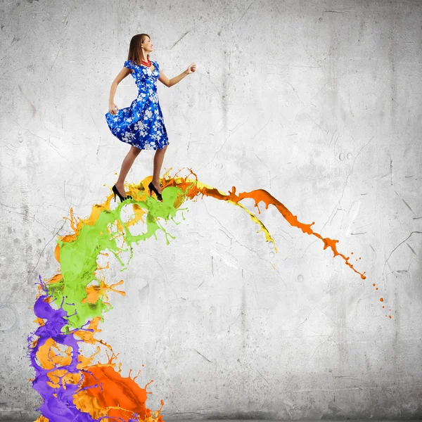 Woman in blue dress — Stock Photo, Image