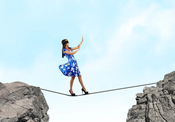 Woman in blindfold — Stock Photo, Image