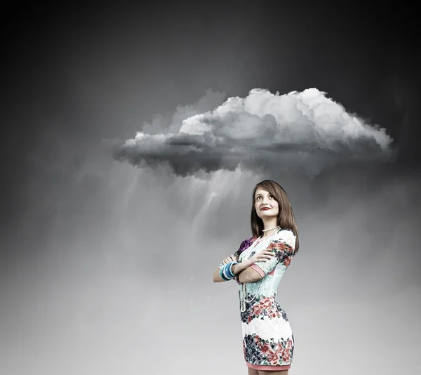 Frau im Regen — Stockfoto