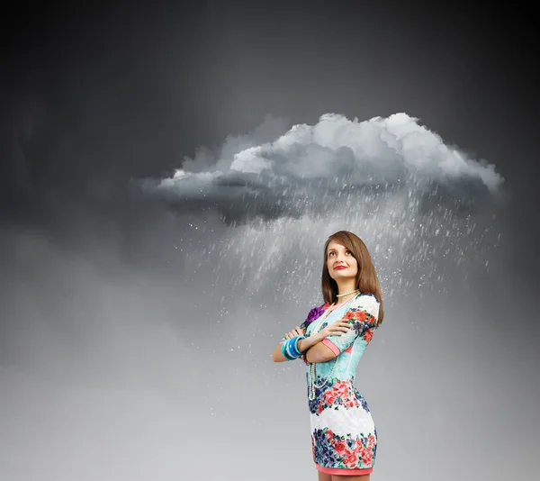 Žena za deště — Stock fotografie