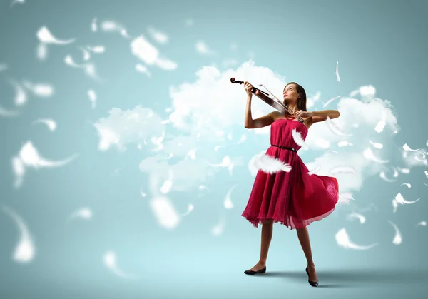 Woman with violin — Stock Photo, Image