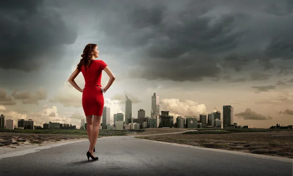 Woman in red — Stock Photo, Image