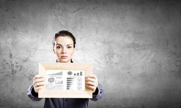 Woman with frame — Stock Photo, Image