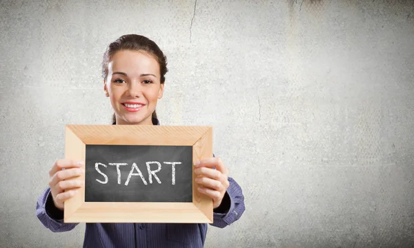 Woman with frame — Stock Photo, Image