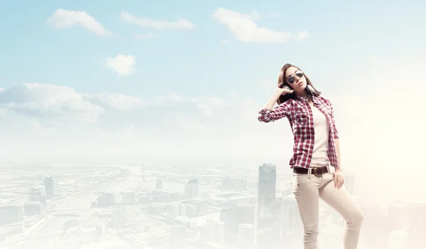 Girl with headphones — Stock Photo, Image