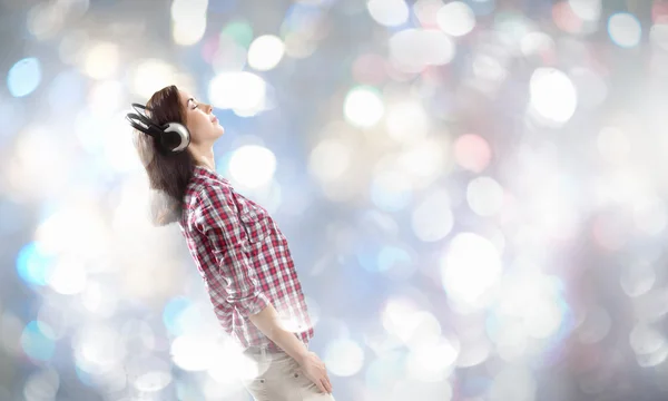 Girl with headphones — Stock Photo, Image