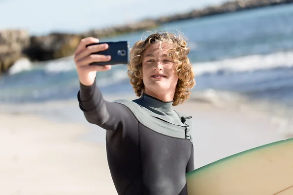 Gyors selfie előtt nagy surf — Stock Fotó