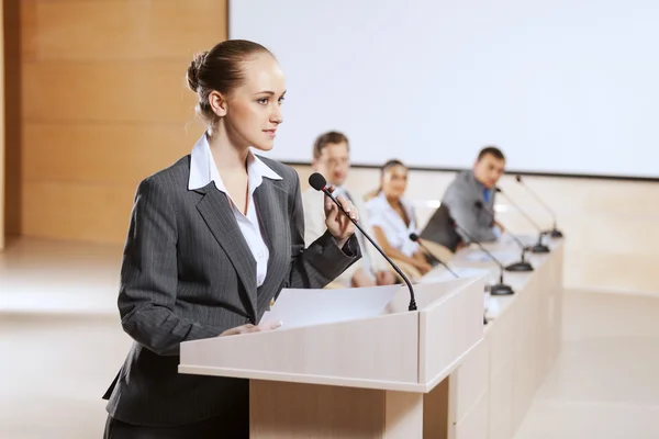 Speaker at stage — Stock Photo, Image