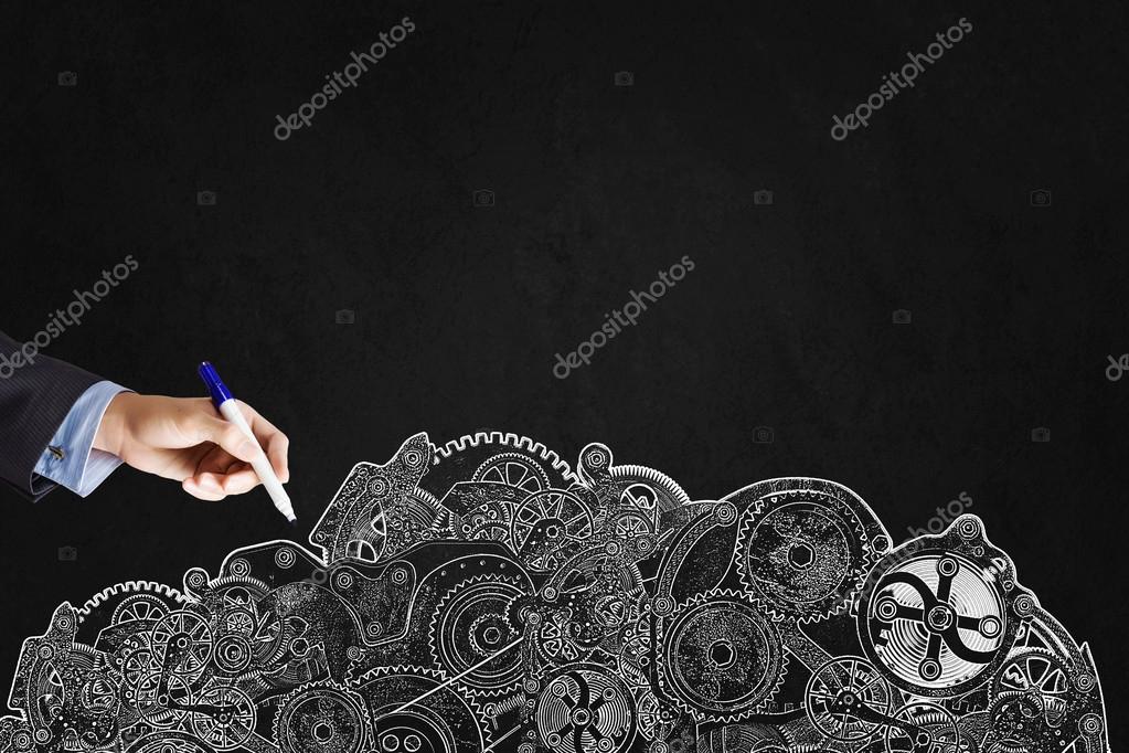 Ruote Dentate Disegno Uomo Daffari Foto Stock