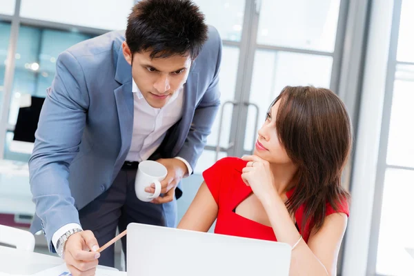 Two young business collegue in office — Stock Photo, Image