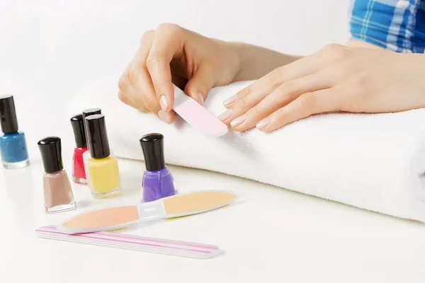 Woman using nailfile — Stock Photo, Image