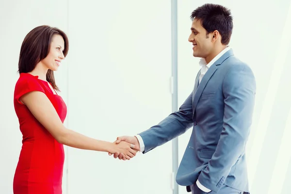 Two young business collegue in office — Stock Photo, Image