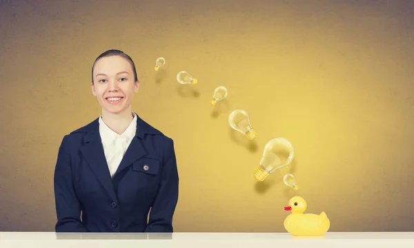 Woman and duck — Stock Photo, Image