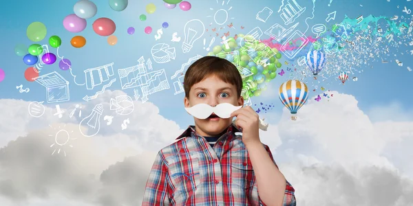 Niño con bigote — Foto de Stock