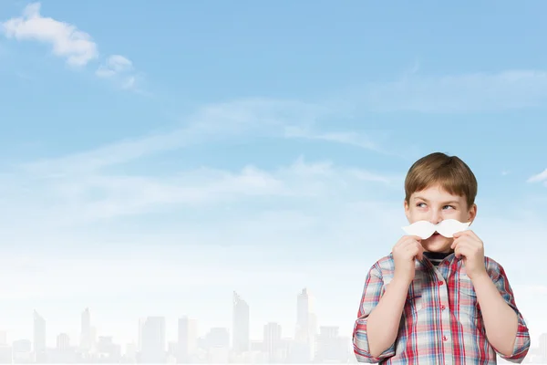 Niño con bigote — Foto de Stock