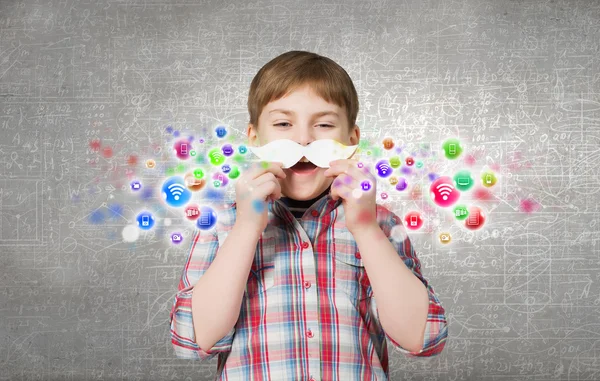 Boy with mustache — Stock Photo, Image