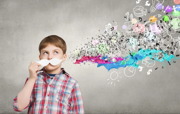 Niño con bigote — Foto de Stock