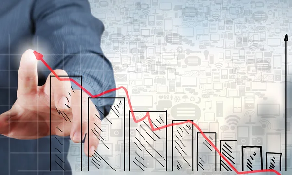 Gráfico de negocios y finanzas y dedo —  Fotos de Stock